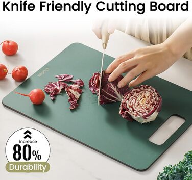 Набір дерев'яних обробних дощок 2 шт., стійкі до миття в посудомийній машині, високої щільності, нетоксичні, без BPA, з антиковзними ніжками, безпечні для ножів – ідеально для кухні та як подарунок (зелені)