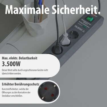 Бренненштуль Secure-Tec Мережевий фільтр 6 виходів із захистом від перенапруги (сірий)