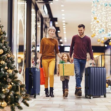 Набір валіз LALAHO 3/4/5 шт. з косметичками, ABS, для подорожей (темно-синій)