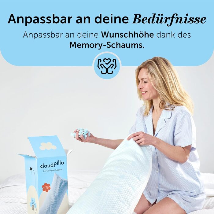 Cloudpillo Premium Memory Foam Pillow - Adjustable Height Pillow 40x80 cm - Ergonomic Pillow - Hypoallergenic Bed Pillow 40x80 cm 1