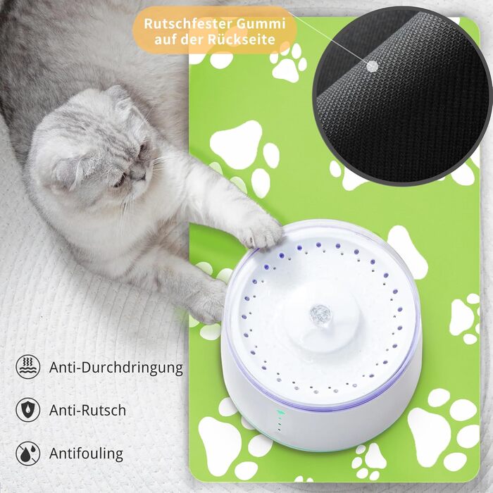 Підкладка під годівницю для котів JanYoo 50x35 см, водовідштовхувальна, антиковзаюча, сіра