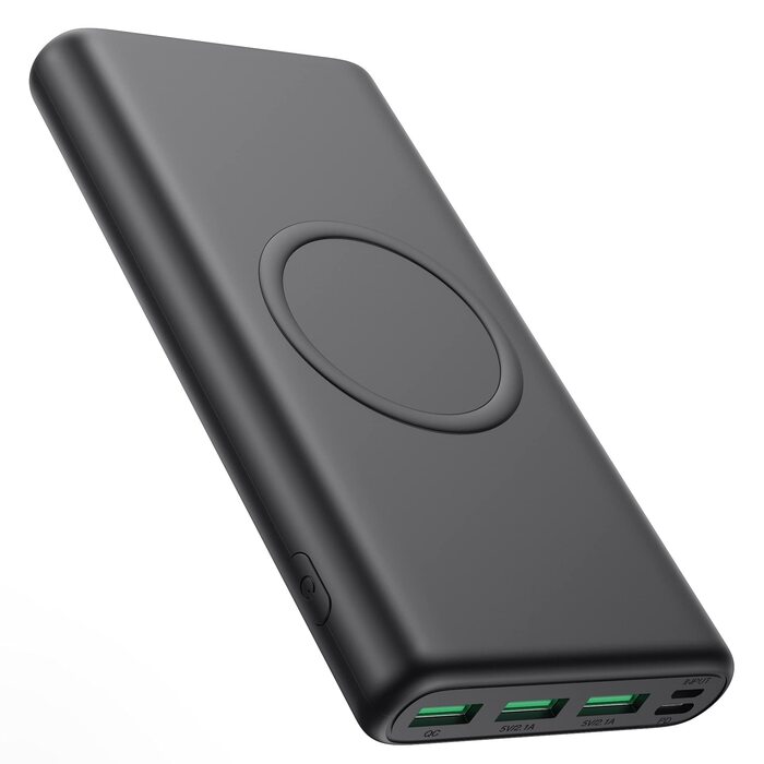 Портативний зарядний пристрій Powerbank 26800mAh з бездротовою зарядкою 25W PD3.0+QC4.0, 15W, 4 виходи USB-C, LCD дисплей, чорний (Q5)