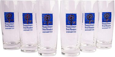 Augustiner Brewery Munich 6-Piece Beer Glass Set Willybecher 0.5 Liter