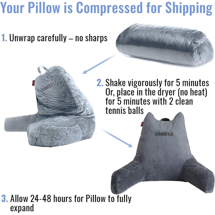 Підкушетник Lesekissen з підлокітниками, Memory Foam, для читання, роботи та ігор, знімний чохол (сірий)