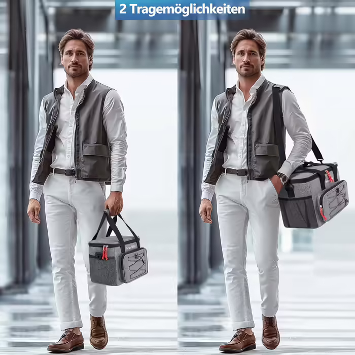 Large Foldable Cooler Bag for On-the-Go, Insulated Bag, Thermos Bag, Cooler Bag for Food & Drinks, Portable Cooler Box for Camping, Beach, BBQ, Grilling, Picnic, Hiking, Shopping, Gray (10L)