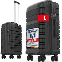 Чемодан GENTOR великий на колесах 64x44x24 см – Легкий валіз з жорстким корпусом та TSA-замком – Чемодан з жорсткою обшивкою L для подорожей та відпочинку – Чорний L Чорний