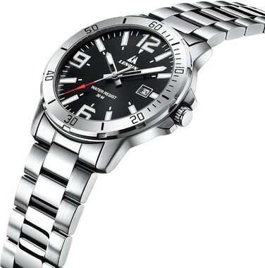 Годинник чоловічий LN LENQIN з нержавіючої сталі, водонепроникний, з датою, кварцовий, аналоговий, бізнес-стиль (сріблястий, чорний)