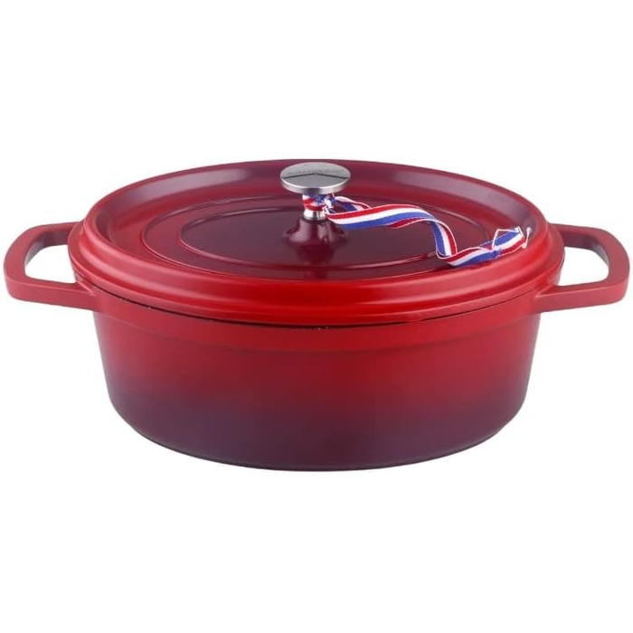 Kamberg 0008191 – Schmortopf 30 cm diameter, oval, red flambé – Aluminum casting – Stone-look coating – Suitable for all types of cooktops, including induction – PFOA-free, aluminum