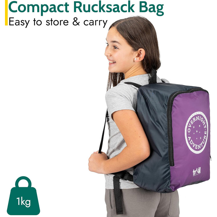 Дитячий спальний мішок Trail Mumienschlafsack для кемпінгу 3 сезони – 300gsm – для хлопчиків та дівчаток – фіолетовий