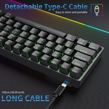 Dierya DK61se - Механічна ігрова клавіатура 60% з Blue Clicky Switch, Anti-Ghosting, USB-C, US Layout, білий корпус