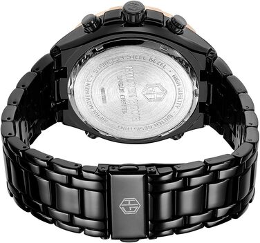 Чоловічий годинник з хронографом: сталевий, водонепроникний, з датою та будильником, аналогово-цифровий дисплей (рожеве золото, чорний)