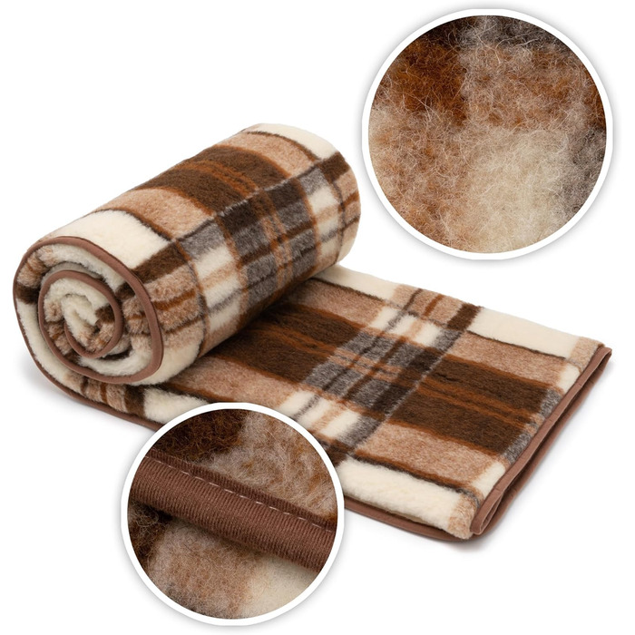 Плед з мериносової вовни, 240x200 см - теплий та м'який плед з 100% мериносової вовни, в клітинку, вага 500г/м2, дихаючий матеріал