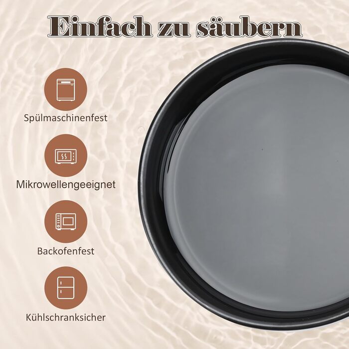 Миска для собак SpunkyJunky з кераміки, подвійна, піднята, з підставкою з акації, для котів та собак (400 мл, чорна)