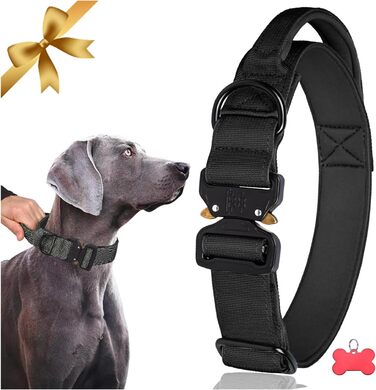 Тактичне нашийник для собак з ручкою, великий, зелений, з нейлону та неопрену, з металевою застібкою, регульований, для великих собак