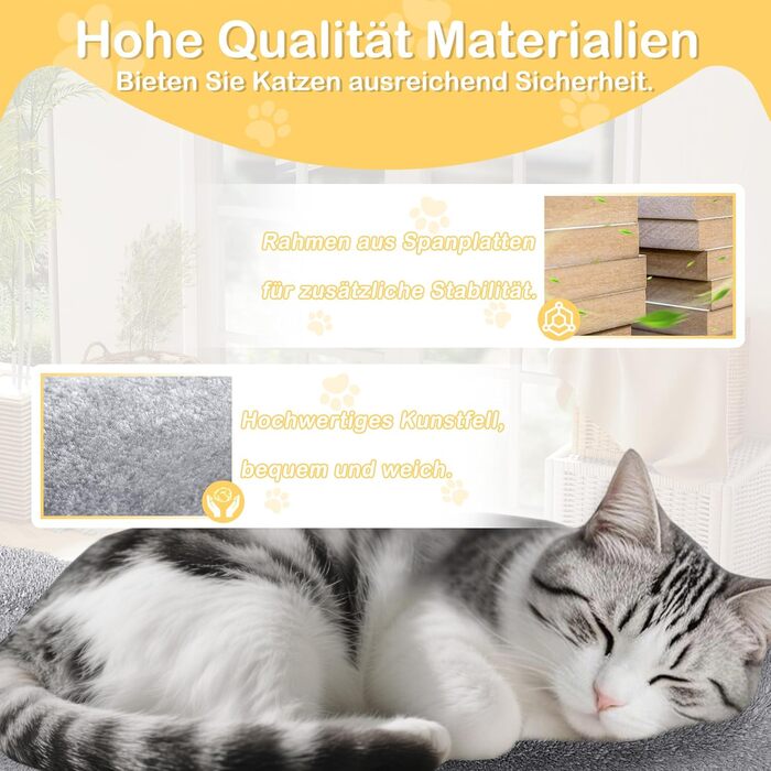 Багатоповерховий котячий будиночок-крісло з інтегрованим когтеточкою, платформою, гамаком та кошиком (Світло-сірий)