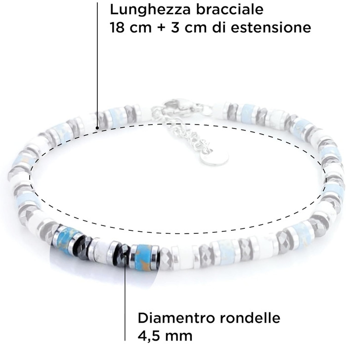 Браслет чоловічий SAGA GIOIELLI з нержавіючої сталі, кольорові сталеві диски (AULITE/TURCHESE E CRISTALLI)