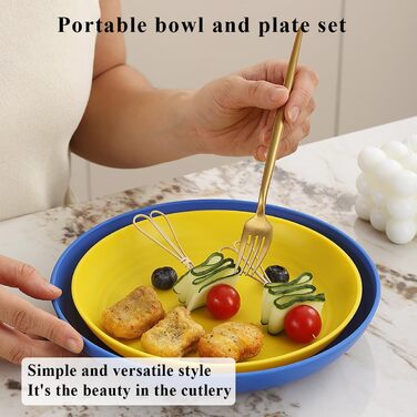 Набір посуду Berglander з білого пластику (24 шт.) для 6 осіб: тарілки, миски, чашки. Підходить для дому, саду, пікніка