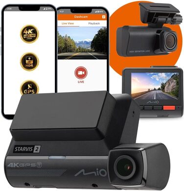 Відеореєстратор Mio MiVue 955W Pro 4K з GPS, Wi-Fi та нічним баченням HDR. STARVIS 2 (IMX678). 3 роки гарантії.