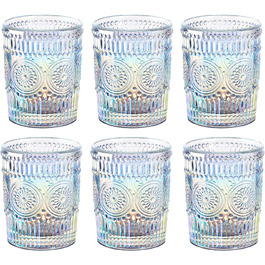 Joeyan 300ml Rainbow Water Glasses - Tumbler Glasses Colorful Set of 6 - Shimmer Drinking Glasses Romantic for Water, Drinks, Cocktails, Tea, Juice