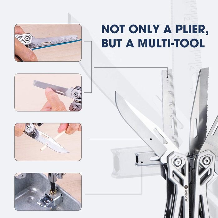 BIBURY Multitool - Titanium & Stainless Steel Multitool Set for Men & Women | Outdoor, Camping, Hunting, Fishing & Hiking