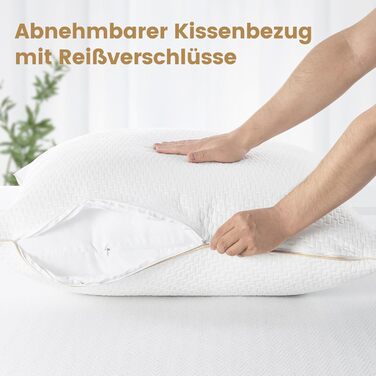 BedStory Pillowcases 80x80 2-Pack with Removable Bamboo Fiber Cover, Anti-Mite and Antibacterial Pillow Filled with 1500g x 2 Microfiber, Hypoallergenic, Comfortable, Soft, and Breathable Pillow - 2 Pieces (1 Pack) 80x80cm