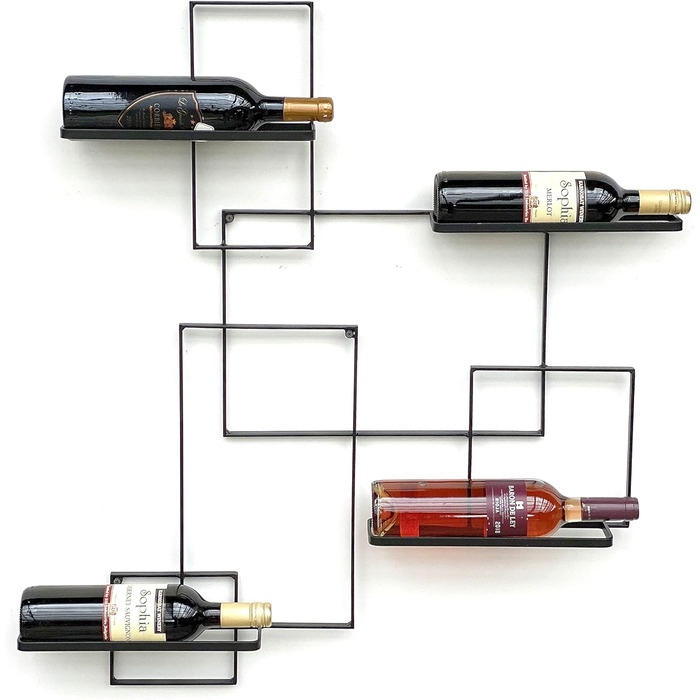 DanDiBo Wine Rack Metal Black Black Line Bottle Stand Bottle Shelf Bottle Holder Wall Shelf