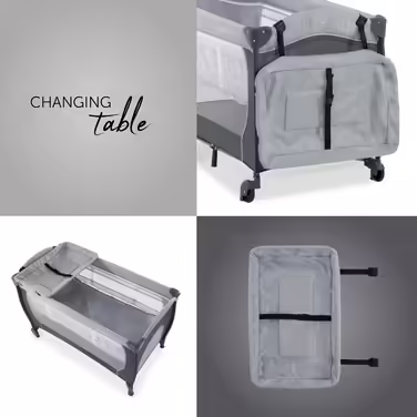 Hauck Sleep N Play Center Travel Crib with Newborn Nest, Changing Pad, Carry Bag, Wheels, Canopy, Compact Folding, Baby Travel Crib for Infants from Birth up to 15 kg (Stone)