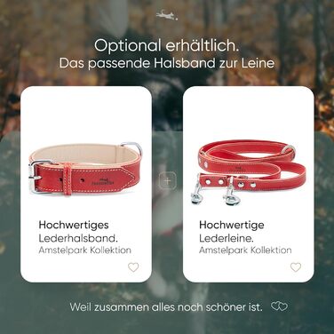 2m Dog Leash made from certified leather - Adjustable Training Leash - Handmade in EU - Dog Leash for Large, Medium & Small Dogs - Leather Leash (25mm wide) (25mm Width, Red)