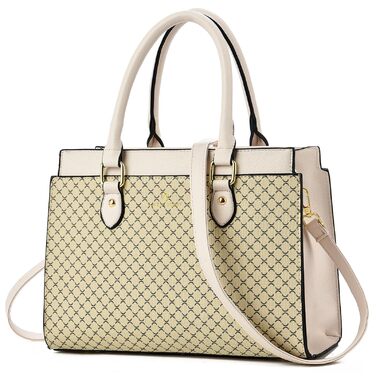 Стильна жіноча сумка-шопер KURGOOL з двоколірної шкіри бежевого кольору, дизайнерська сумка через плече з ручками