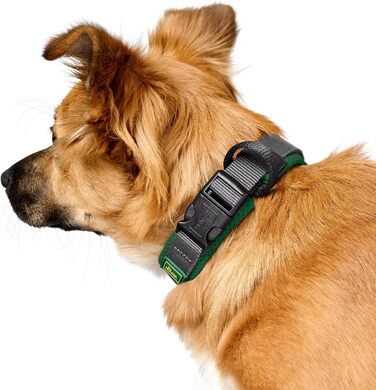 Нашийник для собак HUNTER Maldon, зелений, XL: дихаюча сітка, міцний нейлон, безшумний, гіпоалергенний, з регулюванням натягу, адресник, легкий