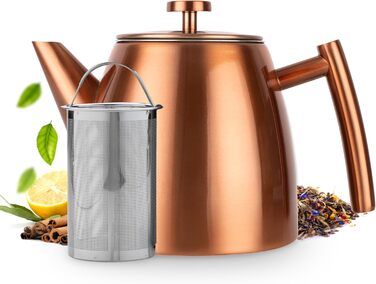 Teapot | Rose Stainless Steel 1L | Teapot with Infuser | Stainless Steel Teapot | Stovetop for Teapot | Teapot with Stovetop | Tea Maker | Double-walled
