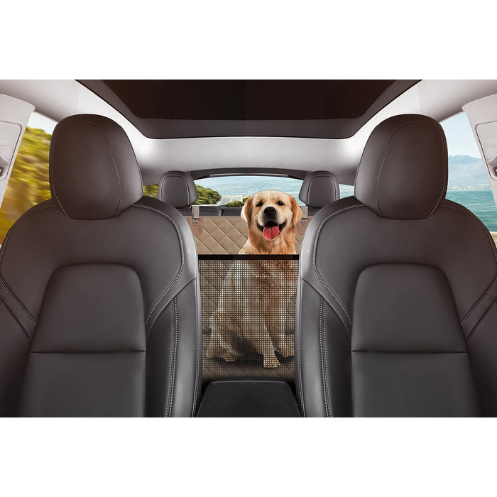 Захисний чохол на сидіння для собак, для автомобілів, позашляховиків та вантажівок з сіткою у вікно, стійкий до подряпин, ковзання та води, з поворотком для прив'язування (Рожевий)