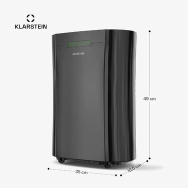 Електричний осушувач Klarstein AeroDry Smart 12 л - 12 л/день, 2.5 л резервуар, 39 дБ, WiFi/App/Alexa, LED дисплей, таймер 24 год, вугільний фільтр, для приміщень до 18 м², чорний