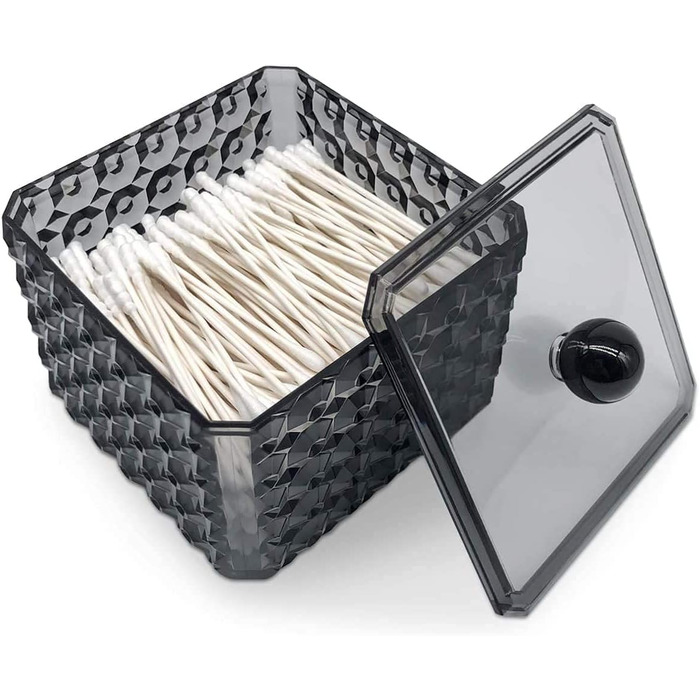 Організатор для ватних дисків та ватних паличок з акрилу з кришкою, косметичний бокс для зберігання