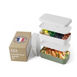 Monbento – Bento Box для дорослих: 2-рівнева ланчбокс з мікрохвильової пічці, BPA-free, для роботи/meal prep, Moka (білий/зелений)