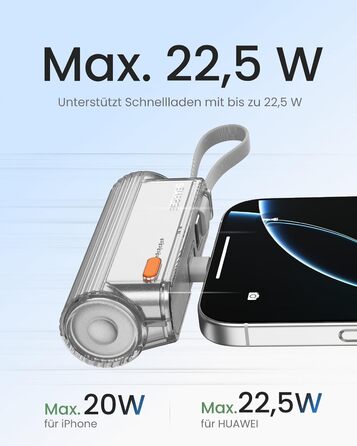 Power Bank SHARGE Flow Mini 2 22.5W: Компактний павербанк з інтегрованим кабелем для iPhone та Galaxy