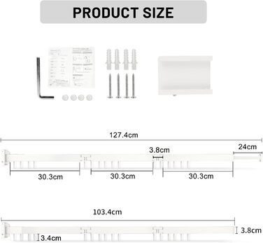 Настінна сушарка для білизни з висувною штангою 120 см, 18 гачків, біла | DREI