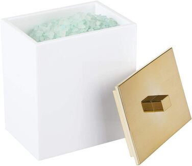 Набір ватних дисків та контейнер для ватних паличок mDesign - сучасне скло для зберігання з кришкою, аксесуар для ванної кімнати, пластик, прозорий/рожеве золото