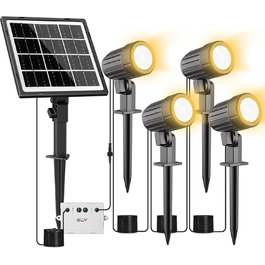 CLY Solar Lamps for Outdoors, Solar Spotlights Garden Light with Remote Control IP66 Waterproof 10 Colors 30 Dynamic Modes Timer Garden Lighting for Gardens Path Christmas Decoration 6 Pieces (Warm White/Natural/Cold White, 4 Pieces)