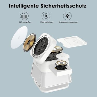 Бездротова зарядна станція 3-в-1 Minthouz Leap Cube 15, швидка зарядка 15W Qi, підставка з багатокольоровою підсвіткою для iPhone 16, 15, 14, 13