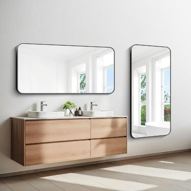 Дзеркало для ванної кімнати BONEWEI, 61 x 121.9 см, чорне прямокутне з рамою, для ванної, спальні, вітальні, монтаж на стіну