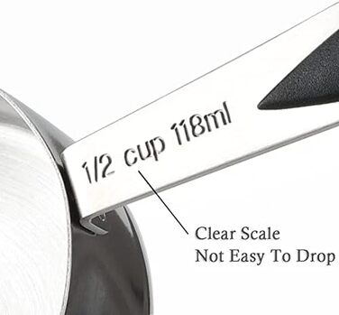 Measuring cup and spoon set, stainless steel, includes 8 sturdy measuring cups, 8 double-sided magnetic measuring spoons, and 1 leveler for dry and liquid ingredients
