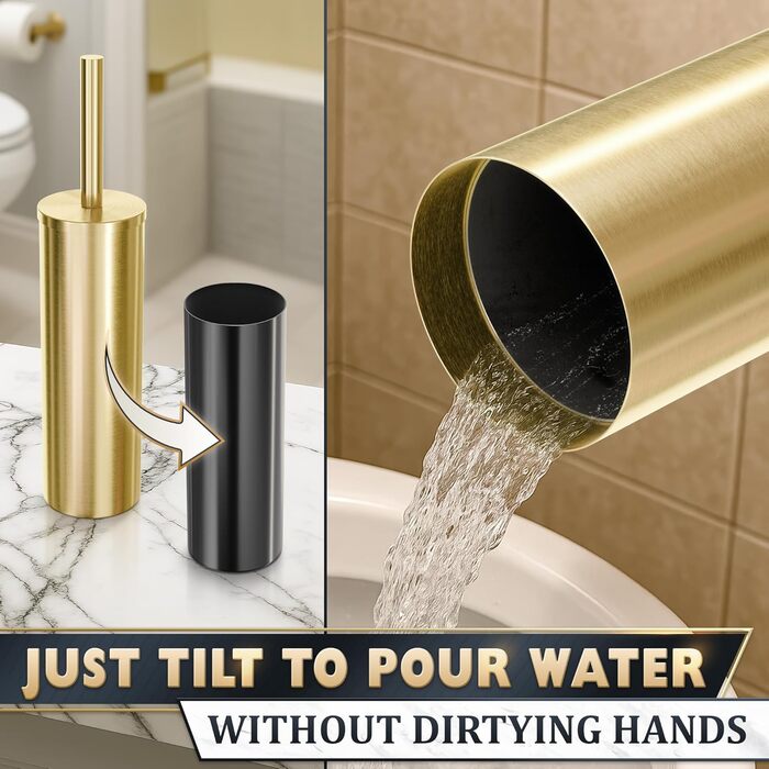 Набір для чищення унітазу з тримачем Novsix (щітка, золотий колір)