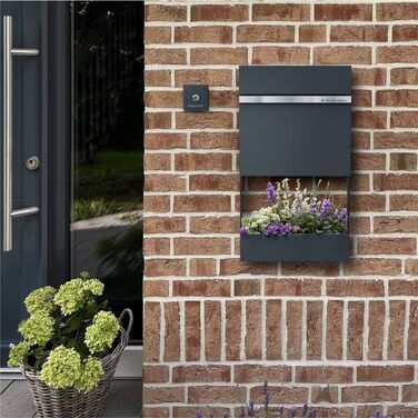 Поштовий ящик Metzler Stelio Anthrazit з газетницею та гравіюванням імені з нержавіючої сталі V2A - RAL 7016