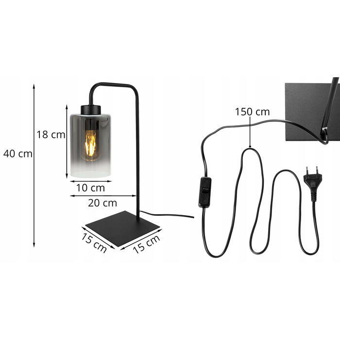 Настільна лампа Light Home HELLA, чорний з жовтим, 60 Вт
