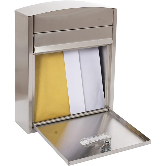 Поштовий ящик ARREGUI Compact E5731 сталевий оцинкований, білий (нержавіюча сталь), розмір S (DIN A5), настінний, водонепроникний, з табличкою для імені, 2 ключі, легкий монтаж