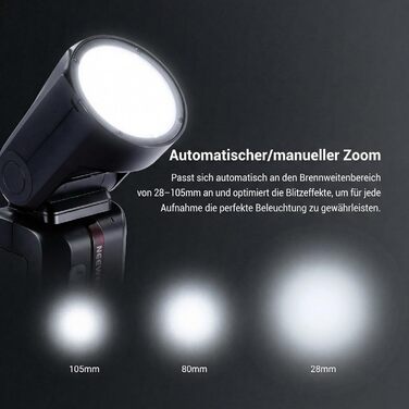 NEEWER Z2PRO-C: Світловий спалашок Speedlite з TTL, сумісний з Canon та Godox, 76Ws, 1/8000s HSS, 3000mAh