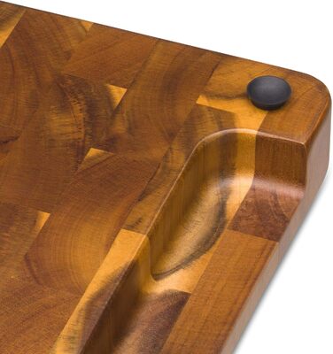 Дерев'яний обробний стіл WMF Schneidebrett Holz, великий, масивний, 40 x 32 x 4 см, акація, захист леза, велика поверхня, кухонний стіл, стильна окантовка, гумові ніжки
