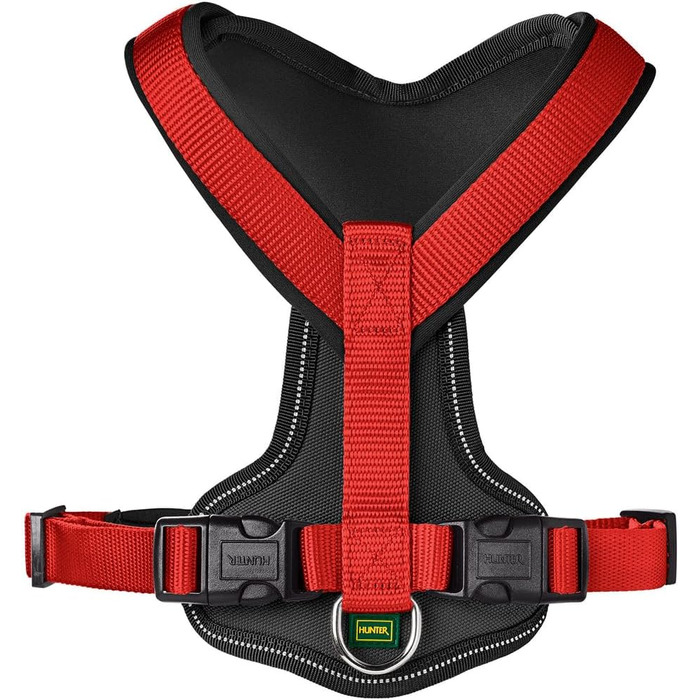 Нашийник для собак HUNTER Neopren, оливковий/чорний, розмір M/1 M/2, міцний нейлон, м'який неопрен, світловідбиваючий 3M Scotchlite, зручний, легкий у догляді