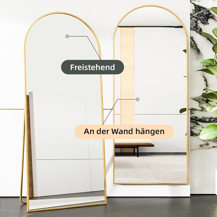 Aufhellender Standspiegel mit Metallrahmen (140x40cm & 180x80cm Optionen)